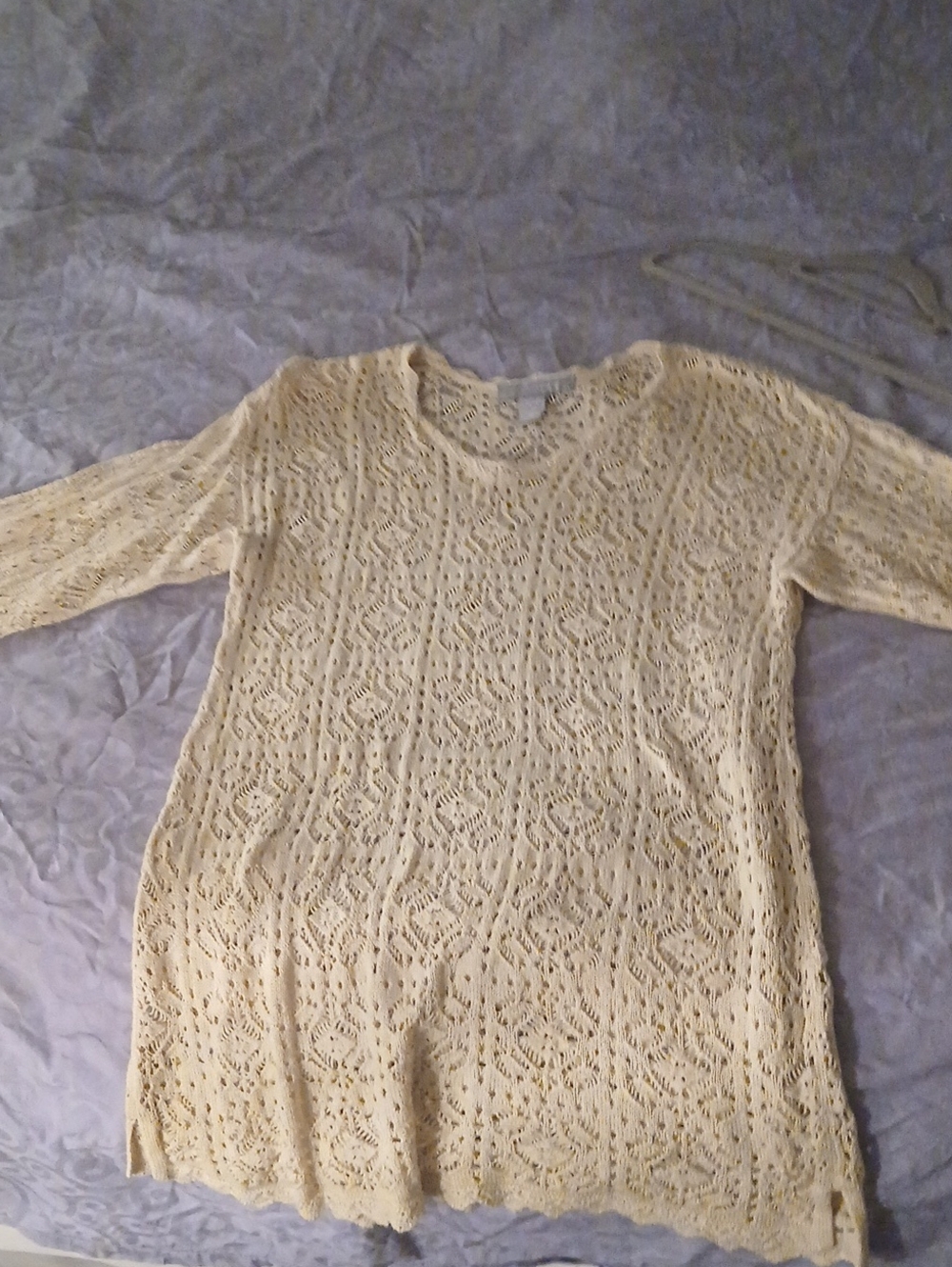 Modern Soul Beige Crochet Knit Dress Beach Cover Up